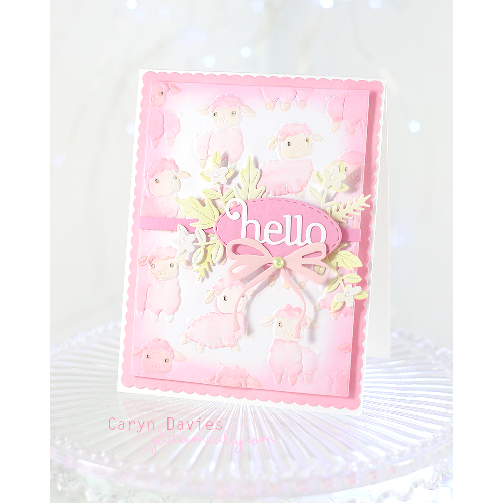 Simon Says Stamp Set of 4 Stencils Playful Lambs 1128stc Beautiful Moments Hello Card | color-code:ALT03