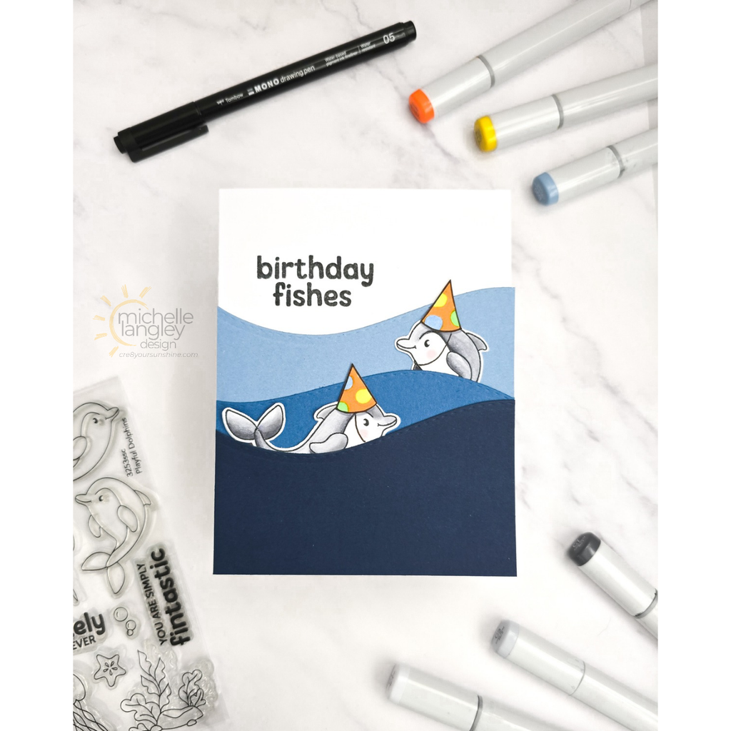 Simon Says Stamp Playful Dolphins Wafer Dies 1362sdc Friend Like You Birthday Card