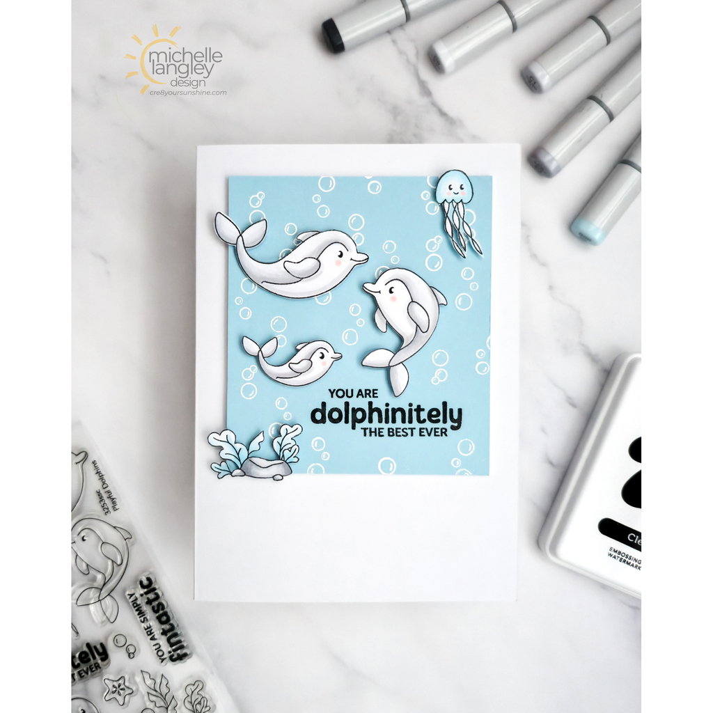 Simon Says Clear Stamps Playful Dolphins 3253ssc Friend Like You Thank You Card