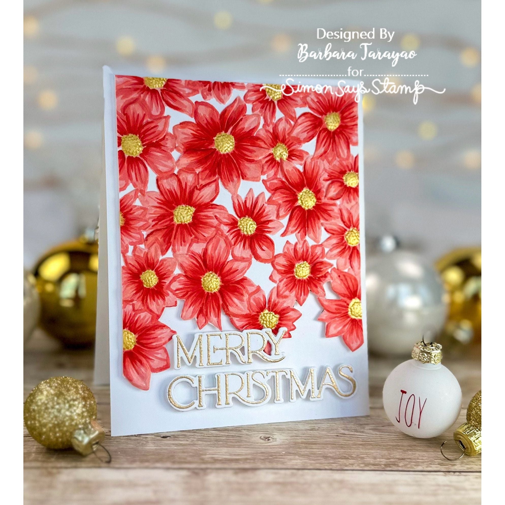 Simon Says Stamp Embossing Folder Poinsettia Field sf432 Sweet Wishes Christmas Card | color-code:ALT01