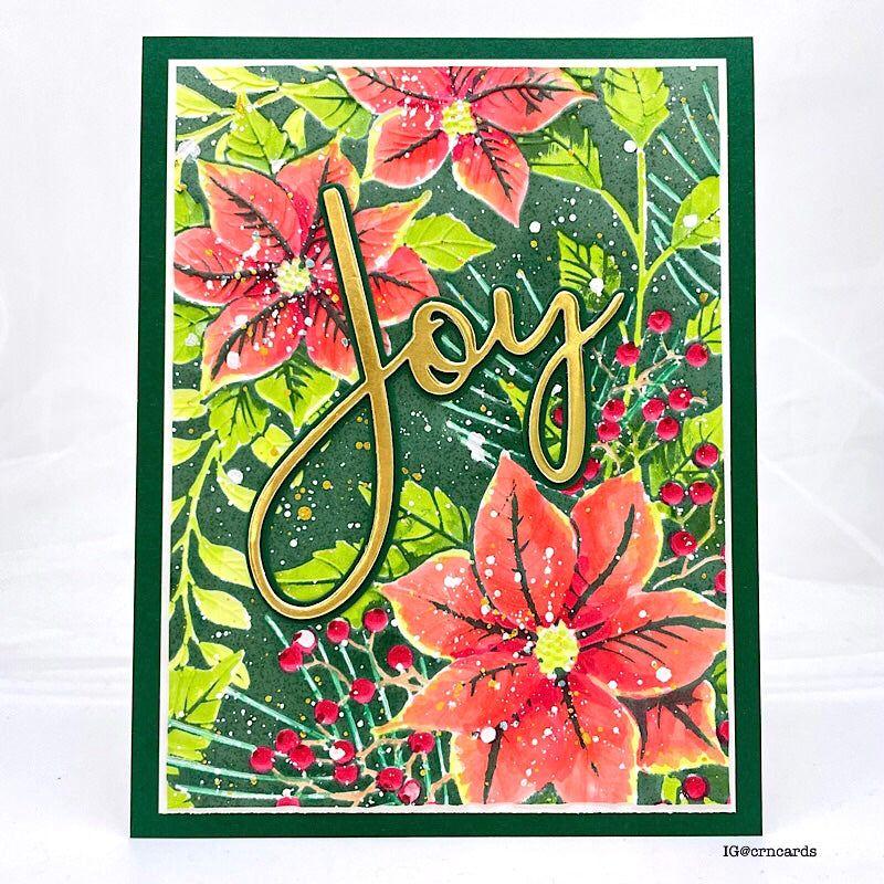 Simon Says Stamp Embossing Folder Poinsettia Jubilee sf422 Festive Fun Christmas Card