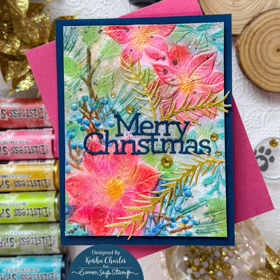 Simon Says Stamp Embossing Folder Poinsettia Jubilee sf422 Festive Fun Christmas Card | color-code:ALT01