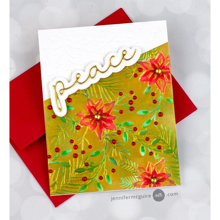 Simon Says Stamp Embossing Folder Poinsettia Sprays sf413 Stamptember Christmas Card | color-code:ALT01