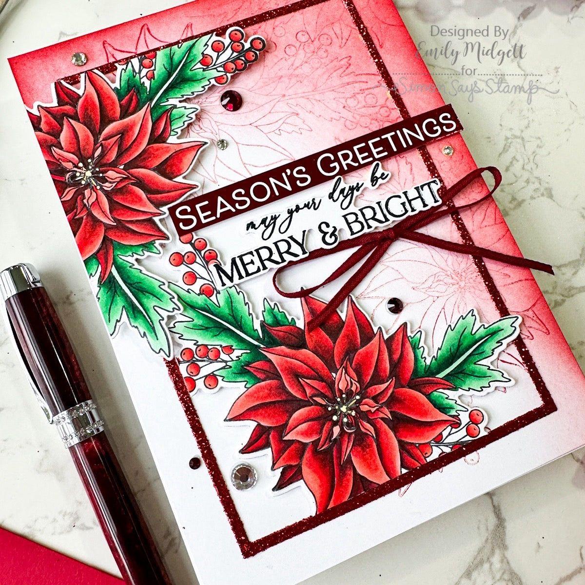 Simon Says Clear Stamp Poinsettia Swag 3140ssc Festive Fun Christmas Card | color-code:ALT03