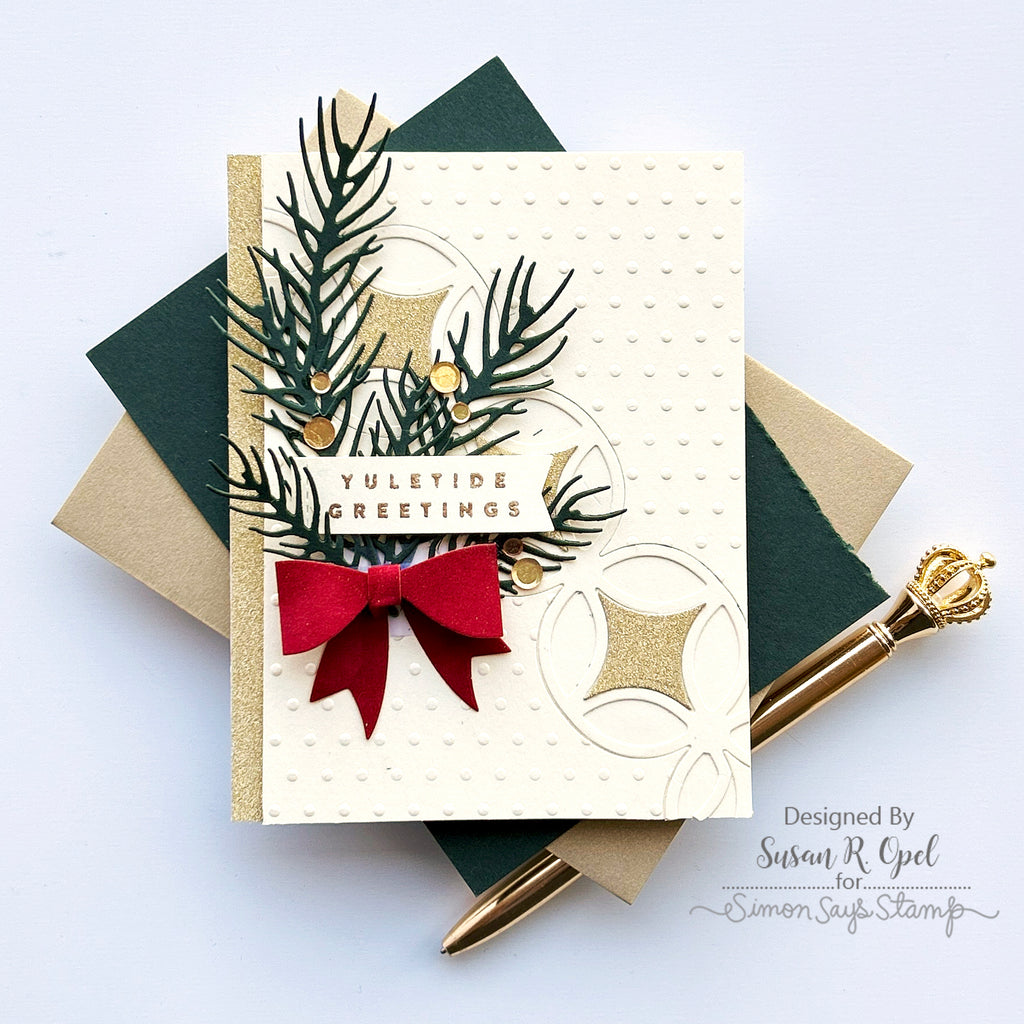 Simon Says Stamp Pointy Pine Needle Sprigs Wafer Dies s879 Diecember Christmas Card