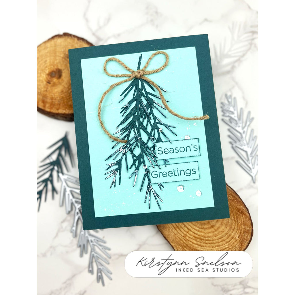 Simon Says Stamp Pointy Pine Sprigs Wafer Dies s1094 DieCember Christmas Card