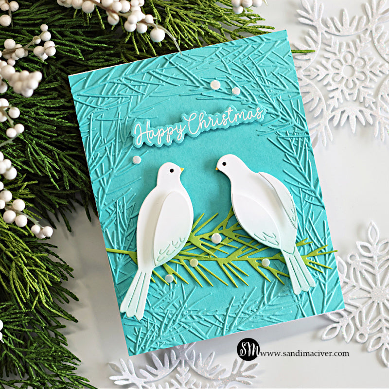 Simon Says Stamp Pointy Pine Sprigs Wafer Dies s1094 DieCember Christmas Card