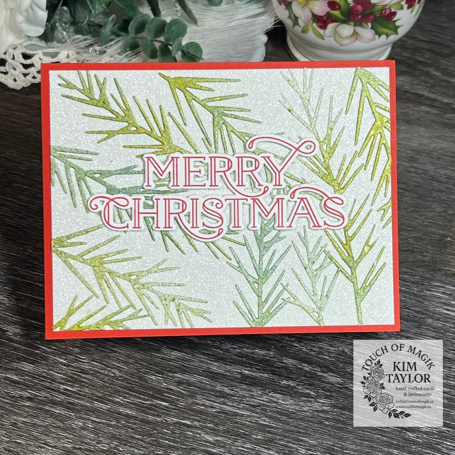 Simon Says Stamp Pointy Pine Sprigs Wafer Dies s1094 DieCember Christmas Card