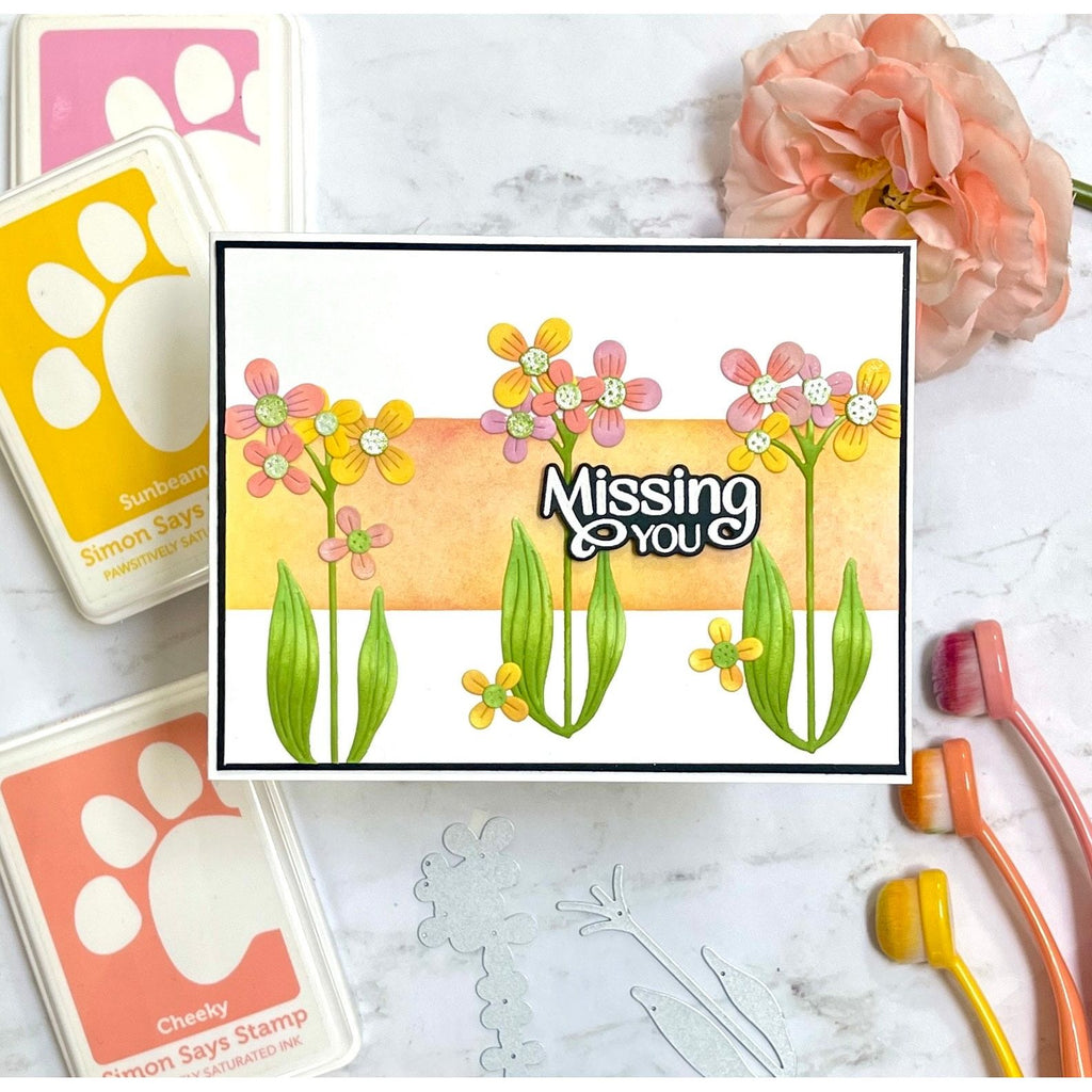 Simon Says Stamp Poised Primula Wafer Dies s992 You Are My Favorite Miss You Card
