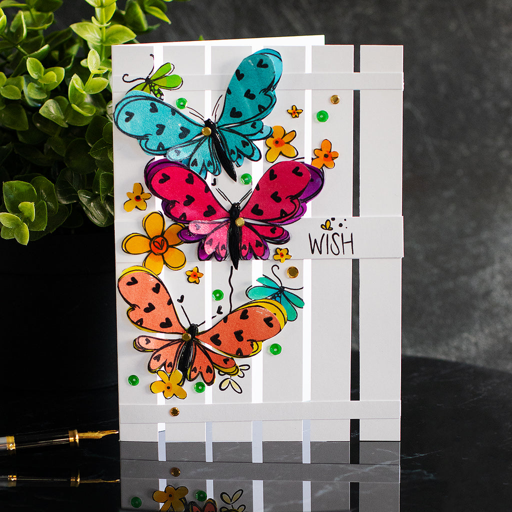 Polkadoodles Hearts and Flowers Butterfly 1 Clear Stamps pd8739 Butterfly | color-code:ALT01