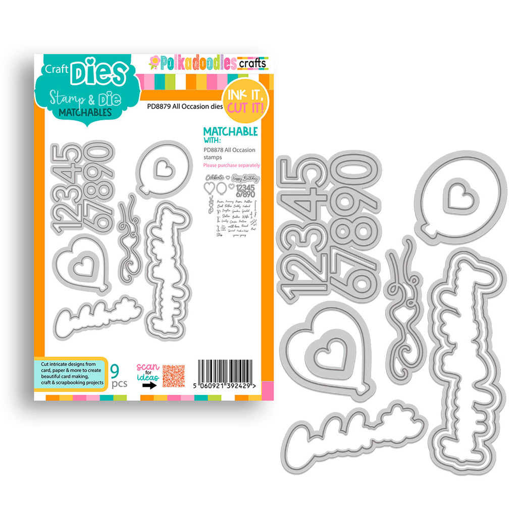 Polkadoodles All Occasion Balloon Greeting and Number Dies pd8879