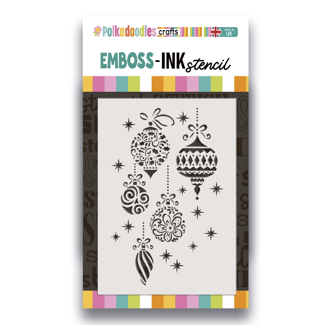 Polkadoodles Beautiful Baubles Emboss-Ink Stencil pd9049