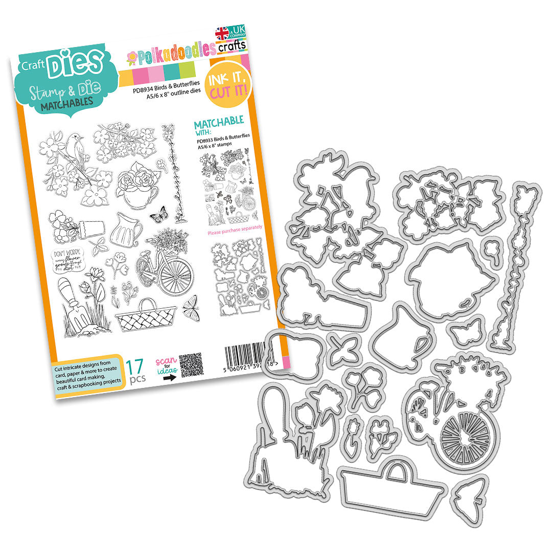 Polkadoodles Birds and Butterflies Outline Dies pd8934