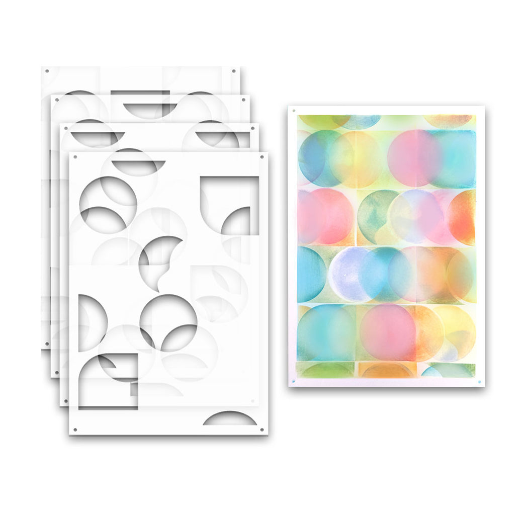 Polkadoodles Boho Circles Layering Emboss-Ink Stencil Set pd9091