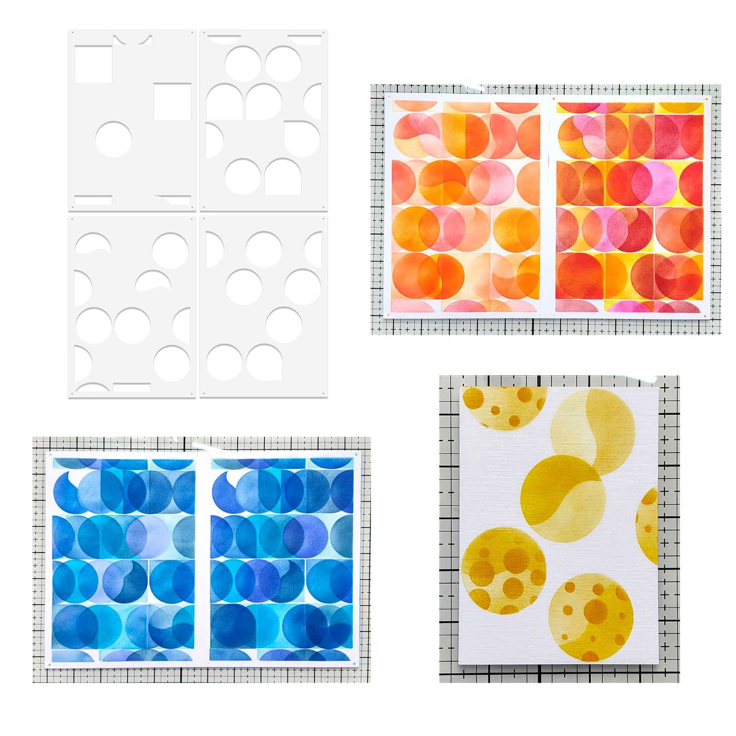 Polkadoodles Boho Circles Layering Emboss-Ink Stencil Set pd9091 samples