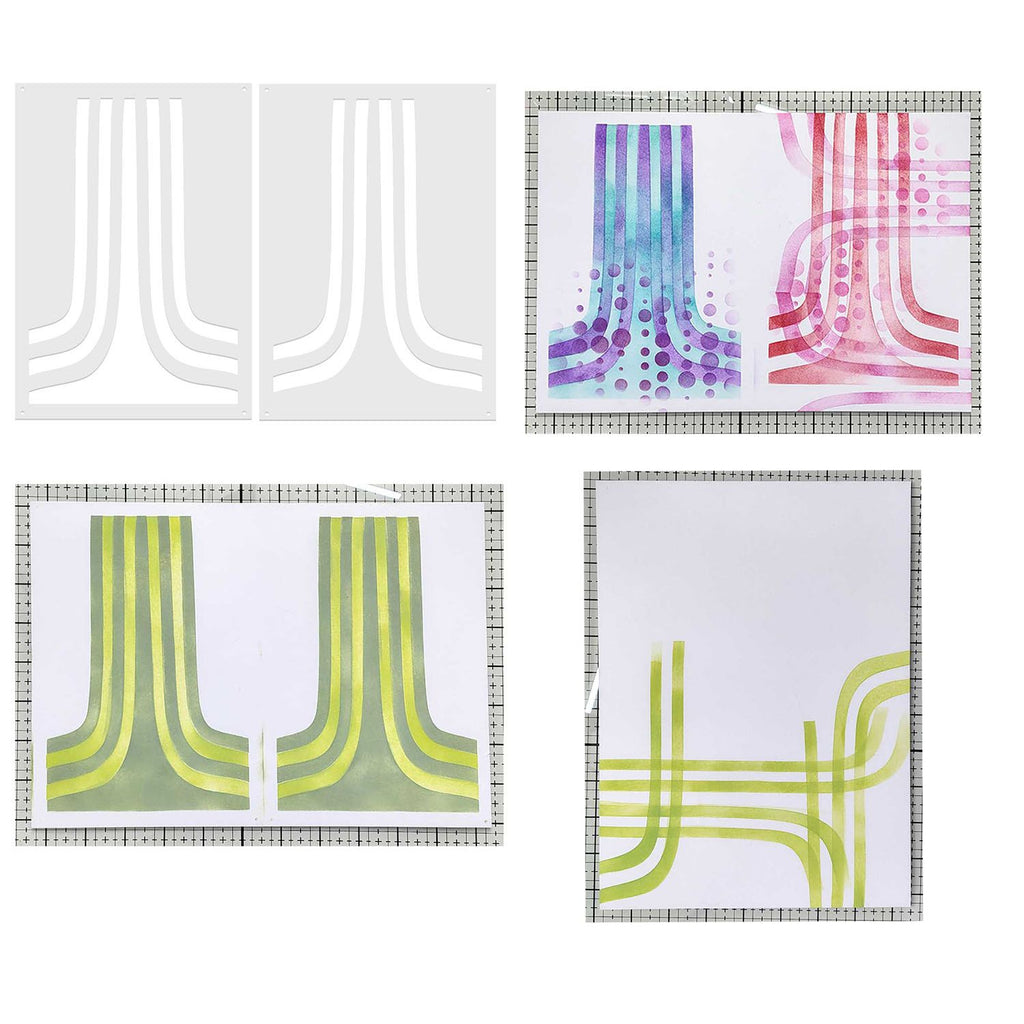 Polkadoodles Boho Nomad Stripe Emboss-Ink Layering Stencil Set pd9092 samples