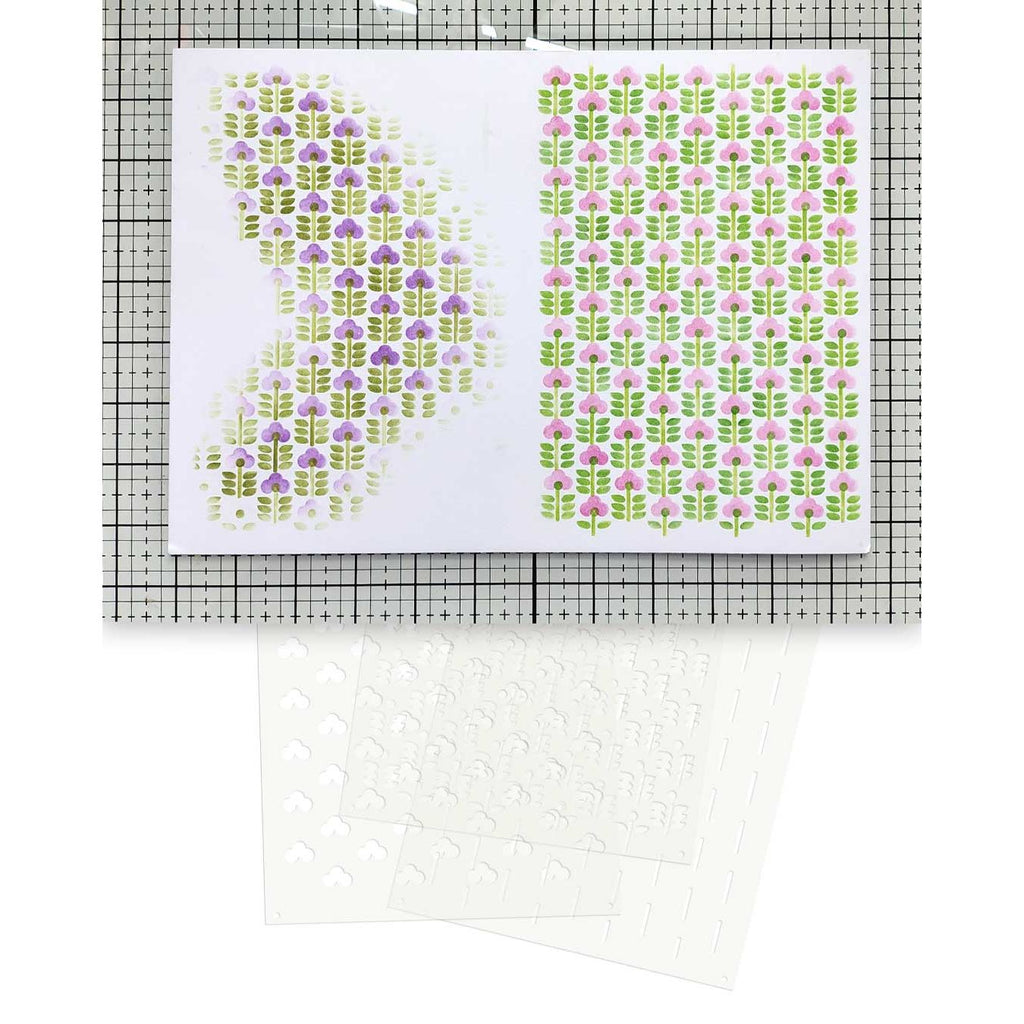 Polkadoodles Boho Perfect Poppies Emboss-Ink Layering Stencil Set pd9095 samples