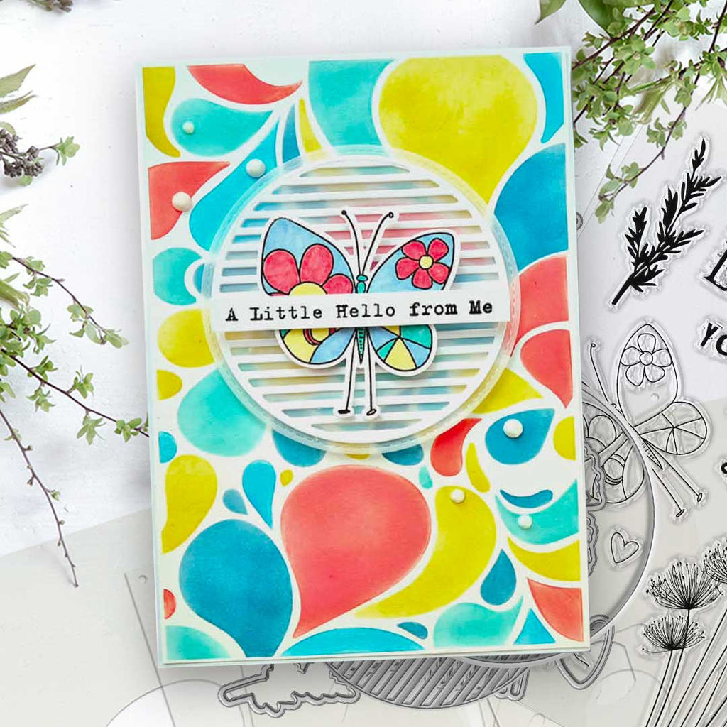 Polkadoodles Boho Petals Layering Emboss-Ink Stencil Set pd9090 little hello