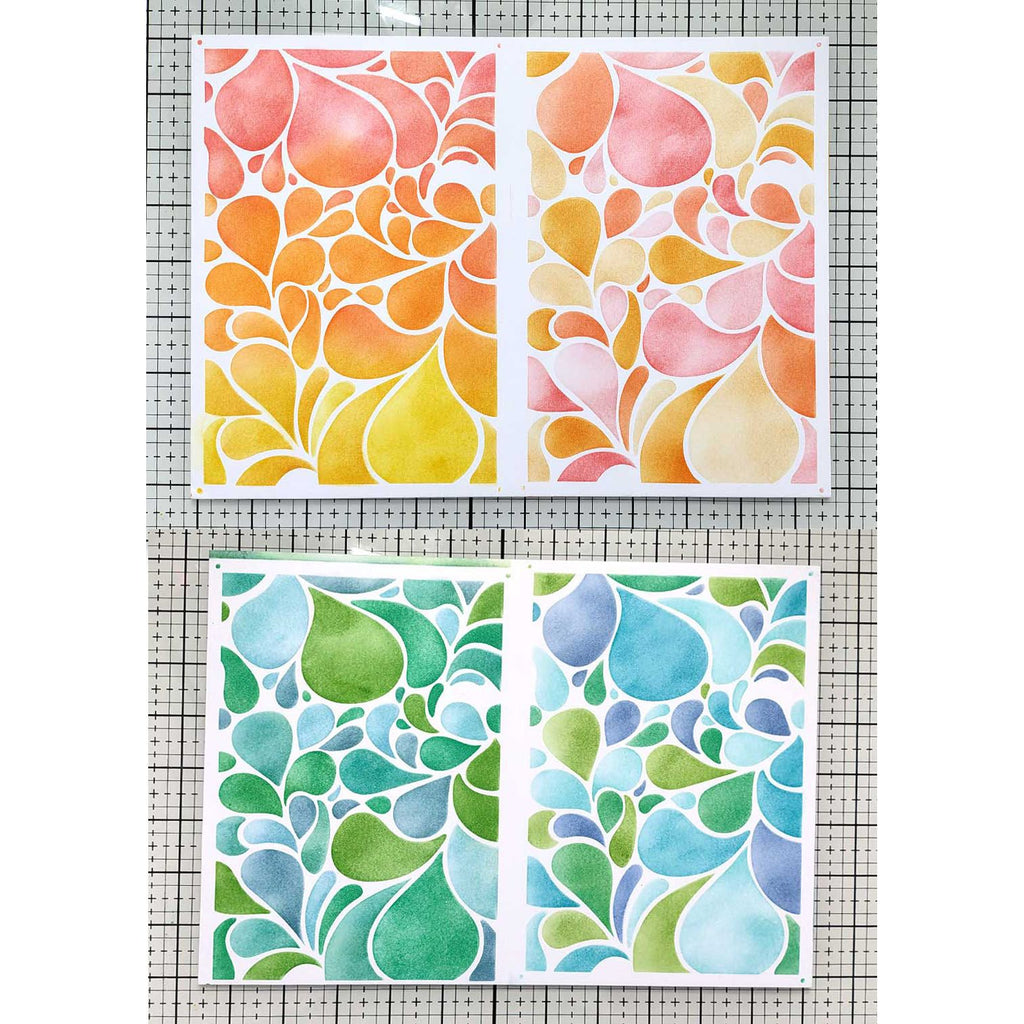 Polkadoodles Boho Petals Layering Emboss-Ink Stencil Set pd9090 samples