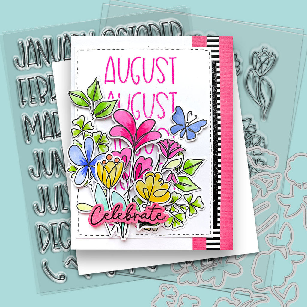 Polkadoodles Calendar Months and Numbers Clear Stamps pd8880 celebrate