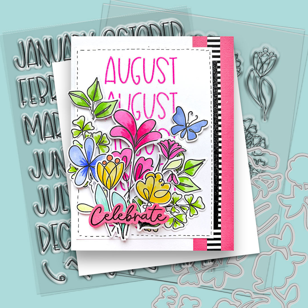 Polkadoodles Calendar Months and Numbers Clear Stamps pd8880 celebrate