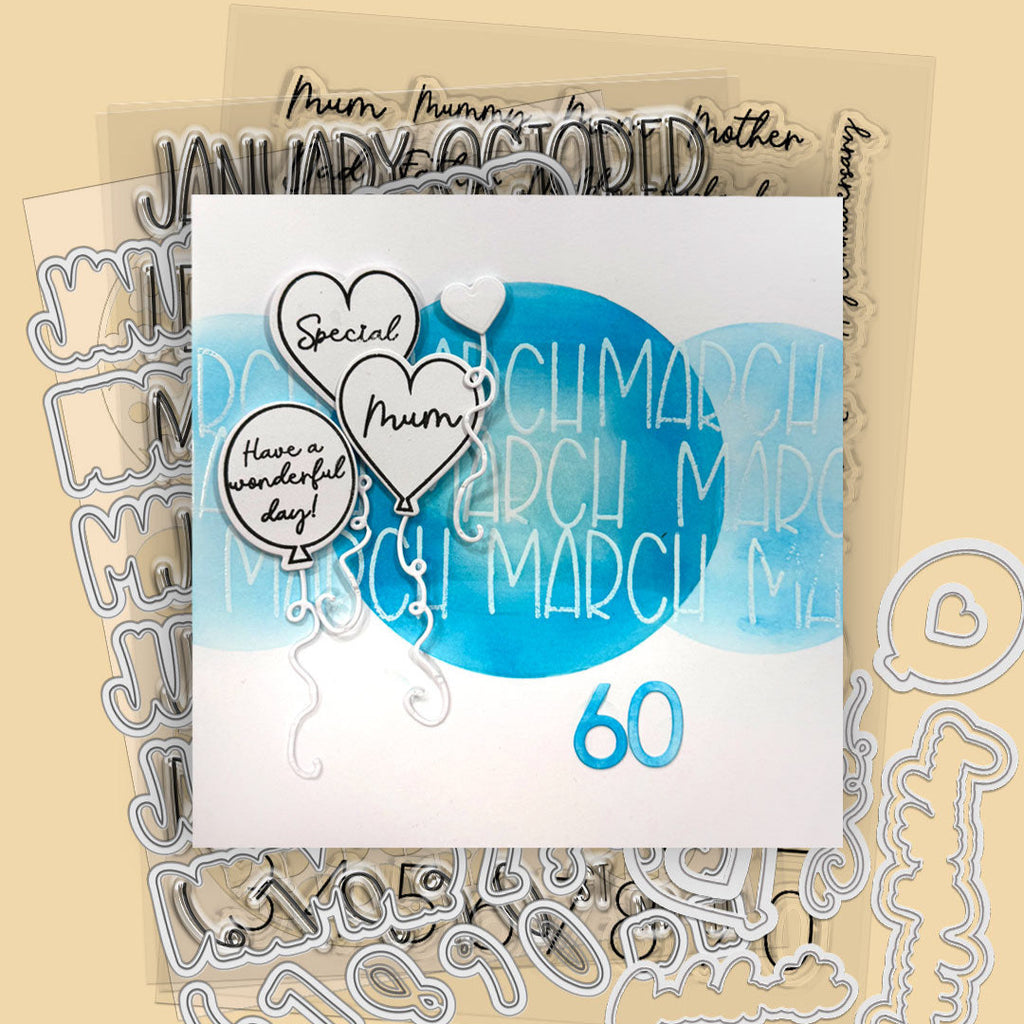 Polkadoodles Calendar Months and Numbers Clear Stamps pd8880 mom