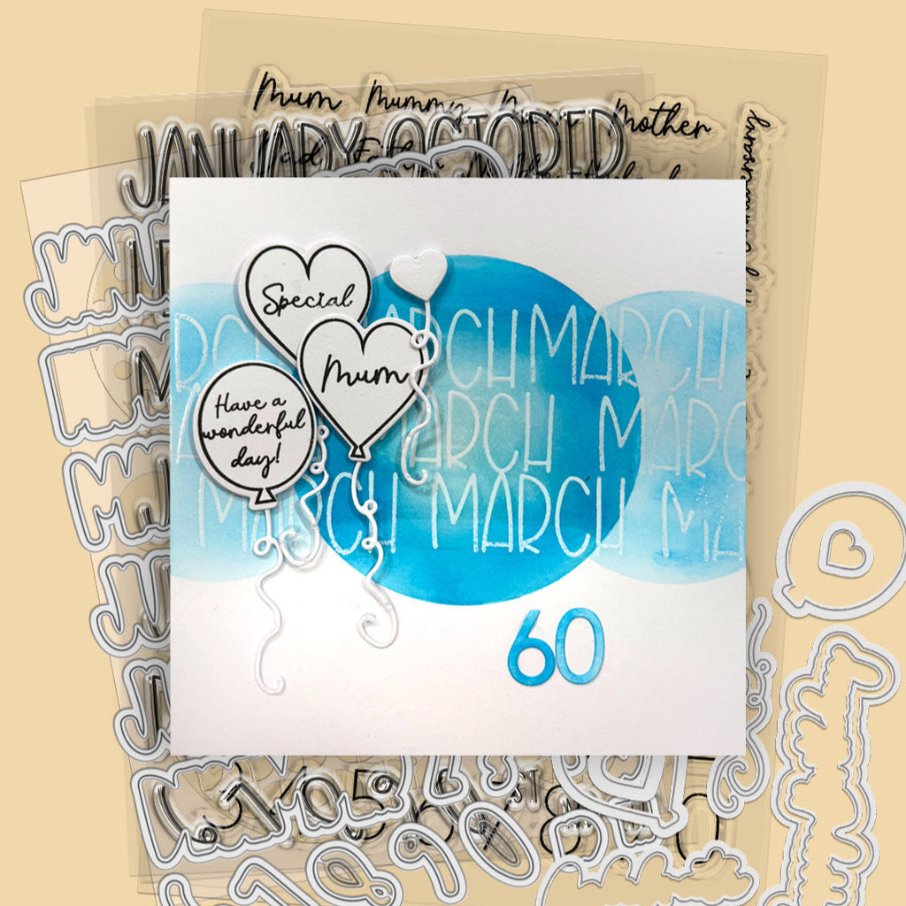 Polkadoodles Calendar Months and Numbers Stamp and Die Bundle mom