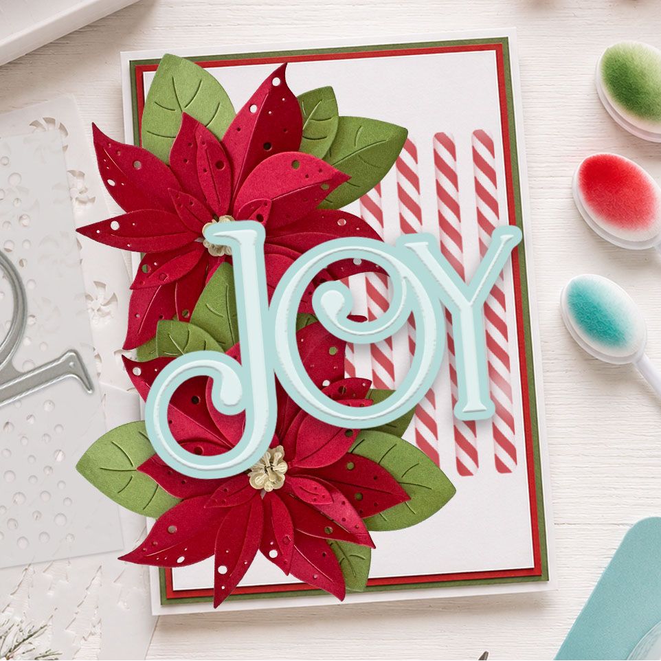 Polkadoodles Candy Cane Stripes 6x6 Layering Stencils pd9204 joy poinsettia card