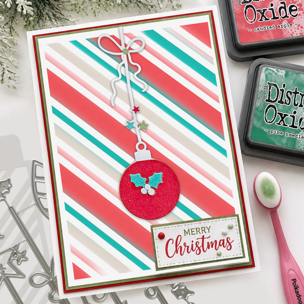 Polkadoodles Candy Diagonal Stripes 6x6 Stencil pd9205 merry christmas ornament card