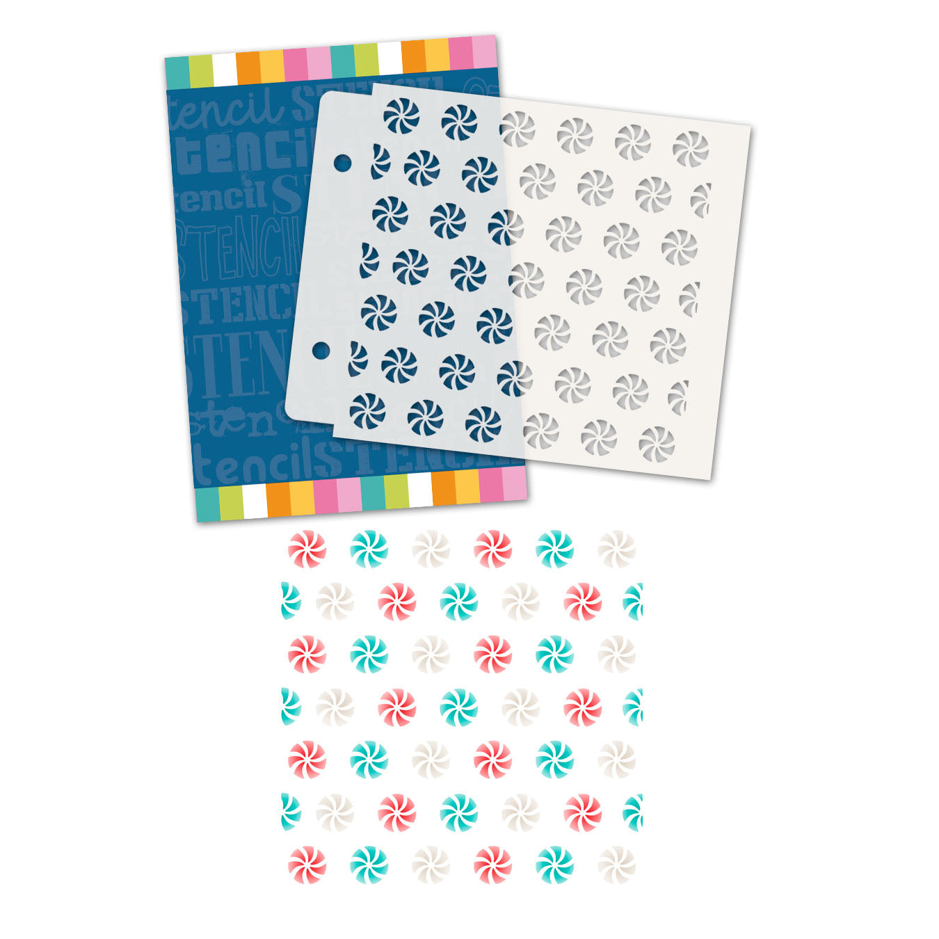 Polkadoodles Candy Twist 6x6 Stencil pd9207