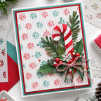Polkadoodles Candy Twist 6x6 Stencil pd9207 peppermint candy cane greenery card