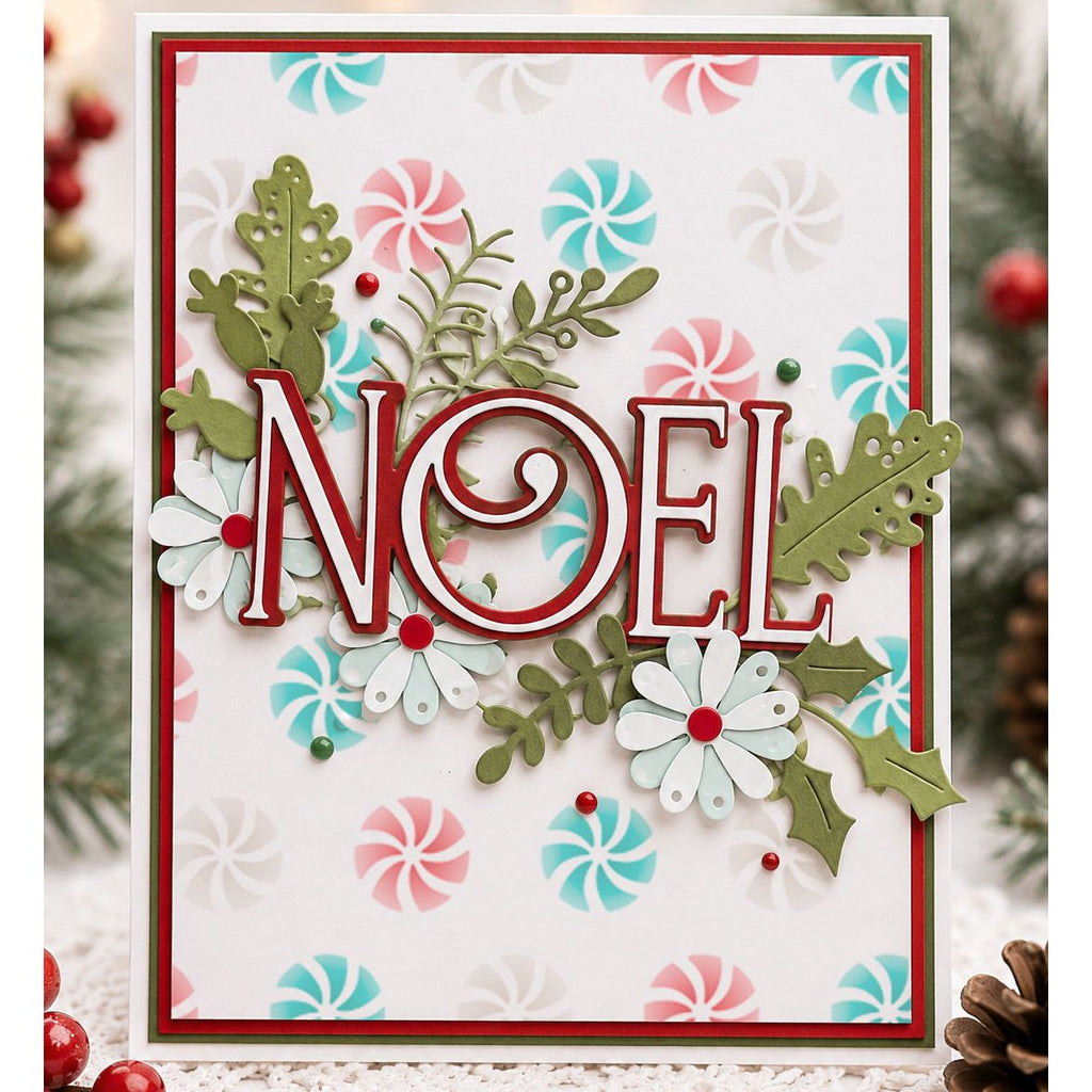 Polkadoodles Candy Twist 6x6 Stencil pd9207 peppermint noel greenery card
