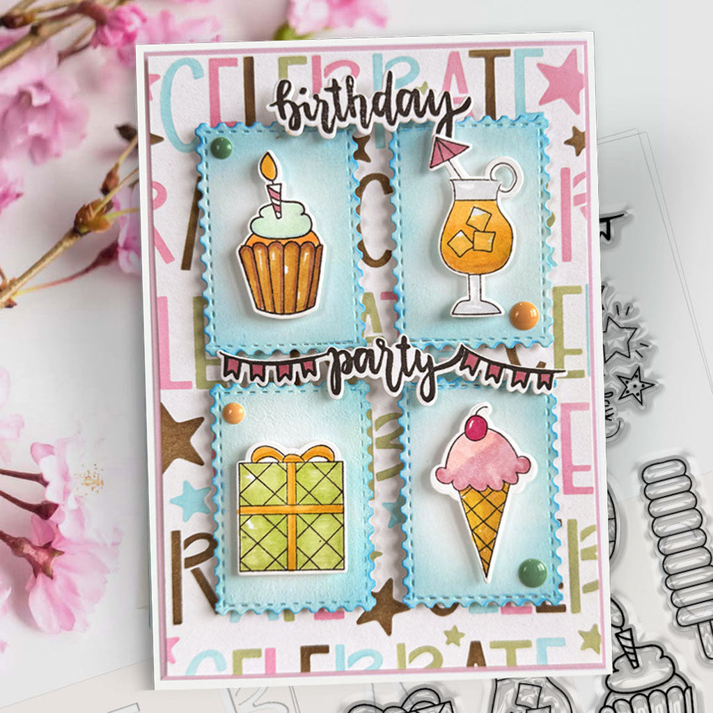 Polkadoodles Celebrate 6x8 Layering Stencils pd8836 birthday party