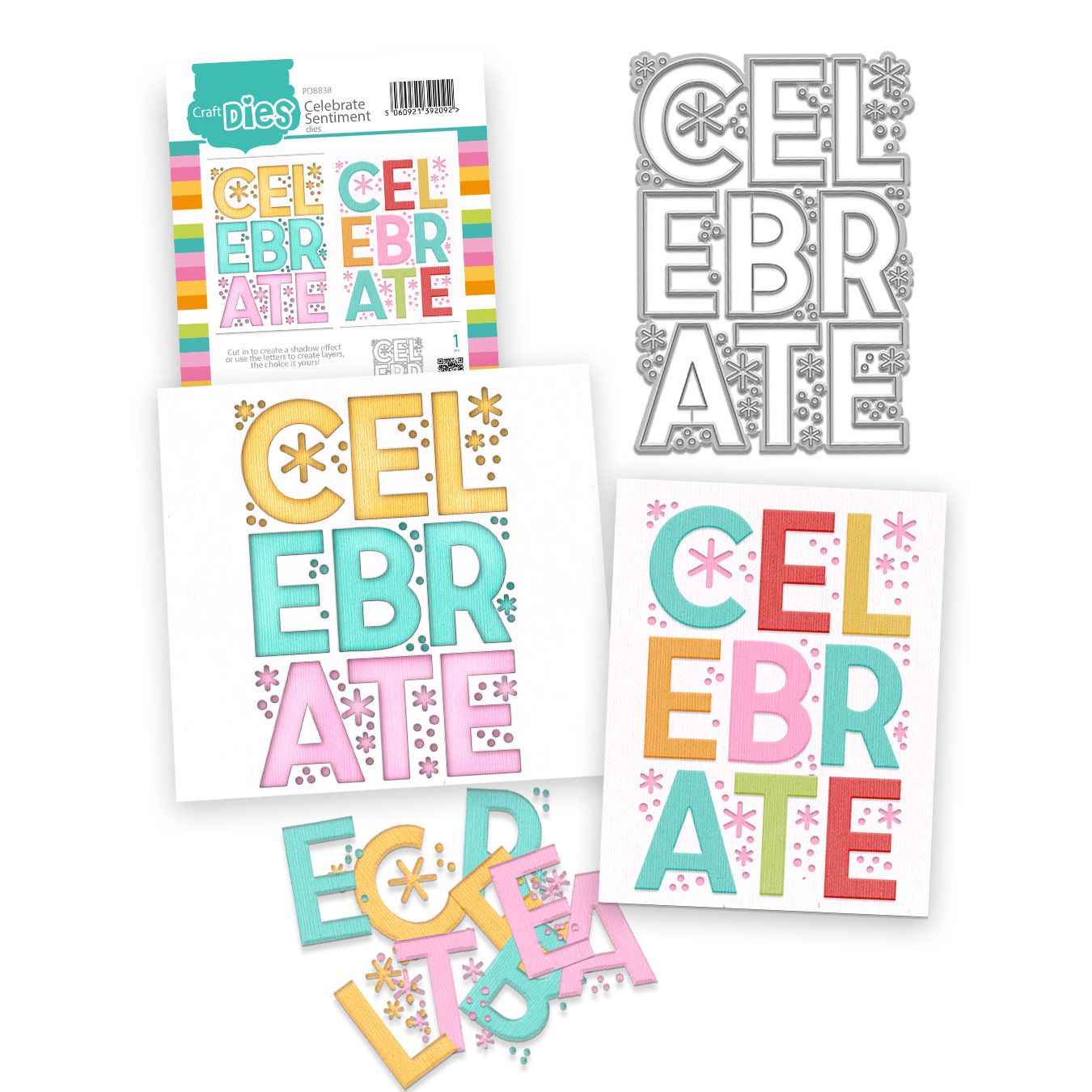 Polkadoodles Celebrate Text or Shaker In or Out Sentiment Die pd8838