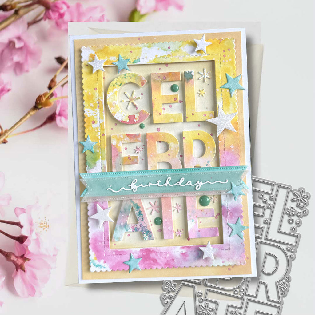 Polkadoodles Celebrate Text or Shaker In or Out Sentiment Die pd8838 birthday