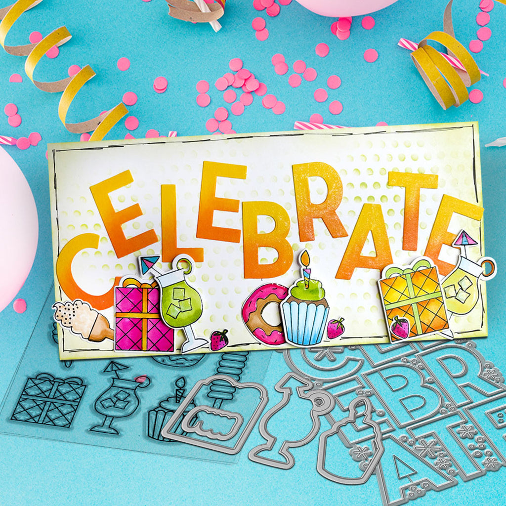 Polkadoodles Celebrate Text or Shaker In or Out Sentiment Die pd8838 treats