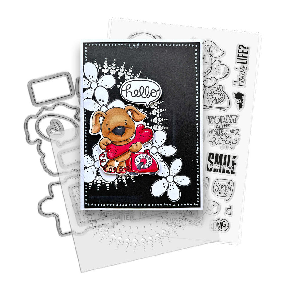 Polkadoodles Circle Hearts 6x6 Stencil pd8864 hello