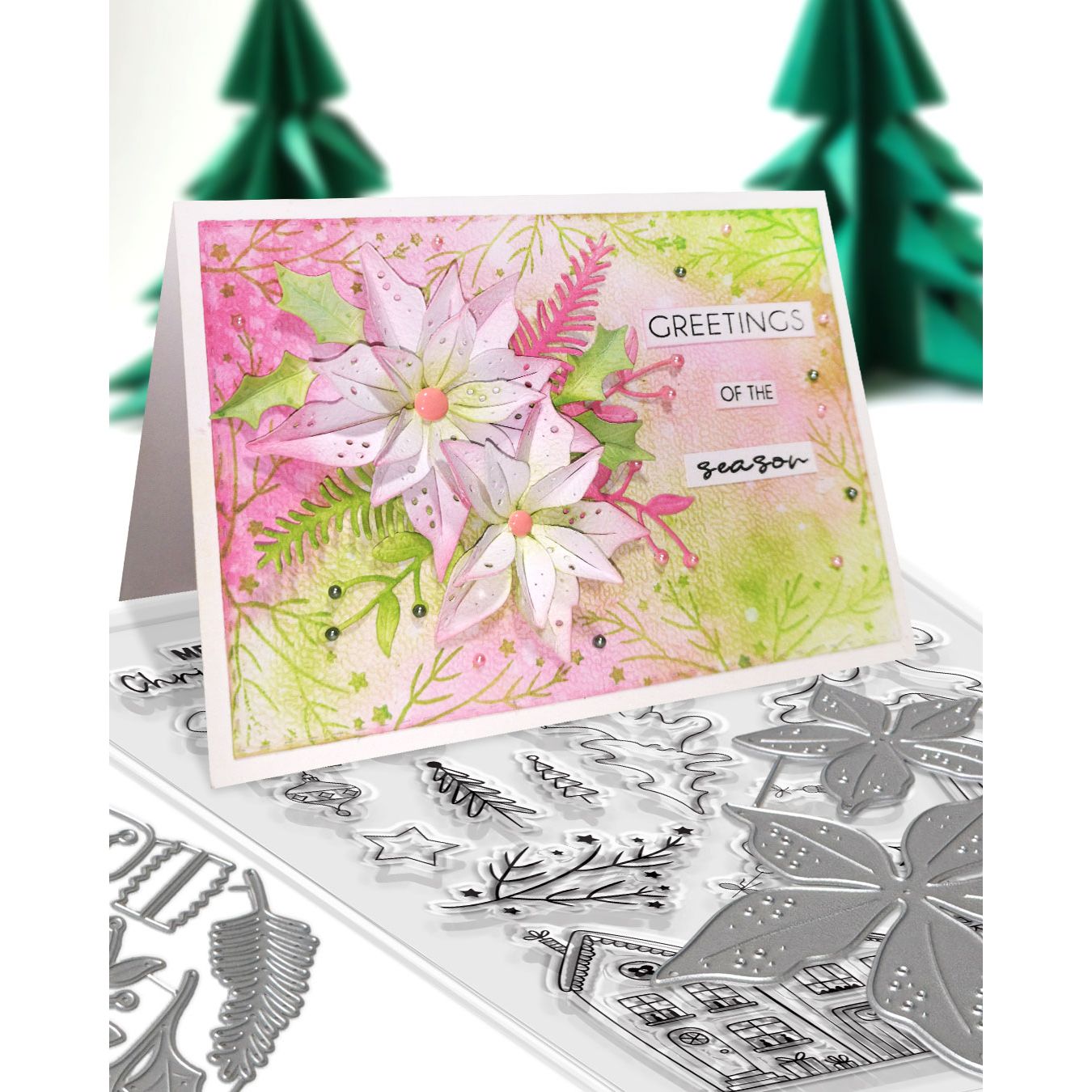 Polkadoodles Cozy Christmas Holiday Houses Clear Stamps pd9060 greetings