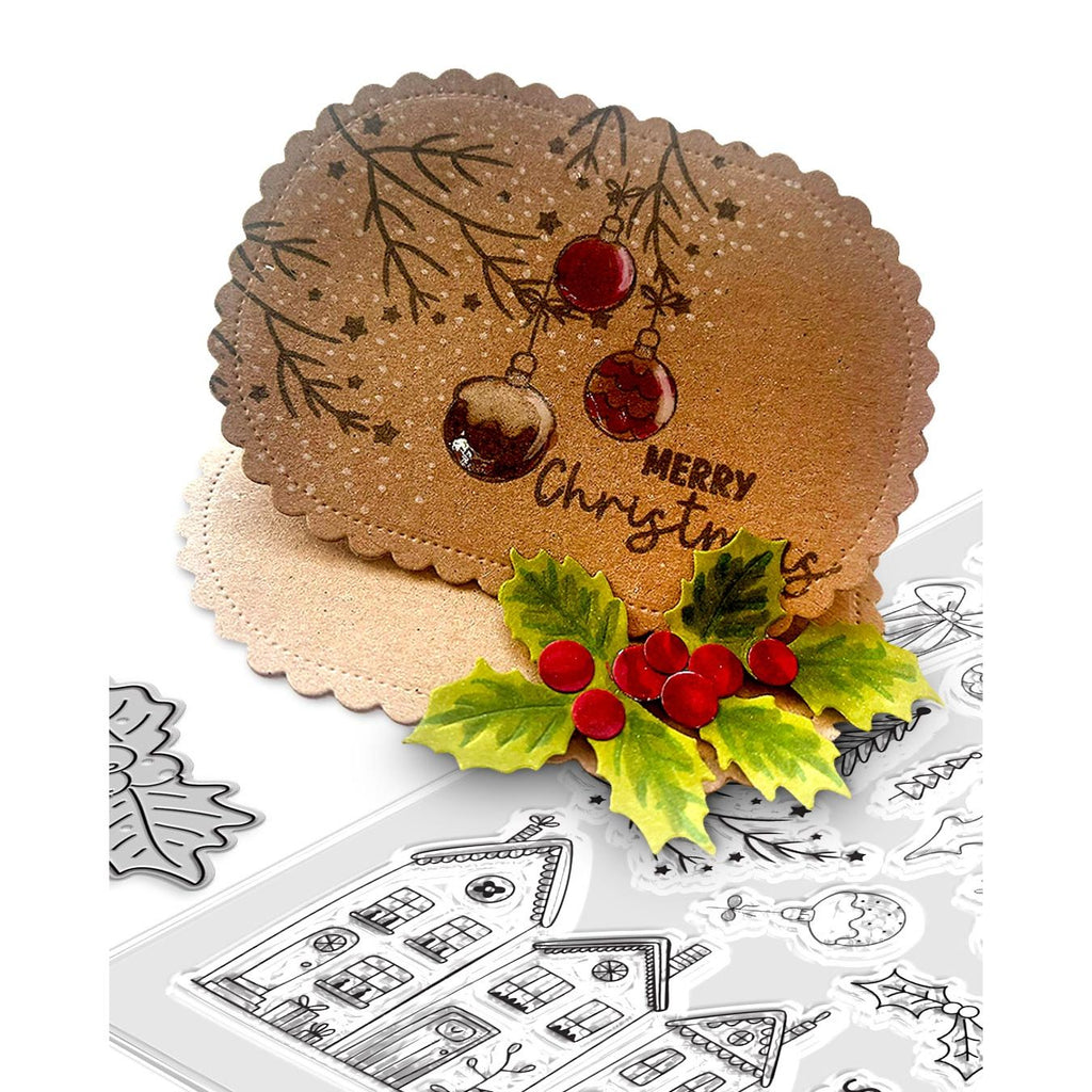 Polkadoodles Cozy Christmas Holiday Houses Clear Stamps pd9060 merry christmas