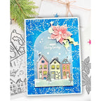 Polkadoodles Cozy Christmas Holiday Houses Clear Stamps pd9060 poinsettia