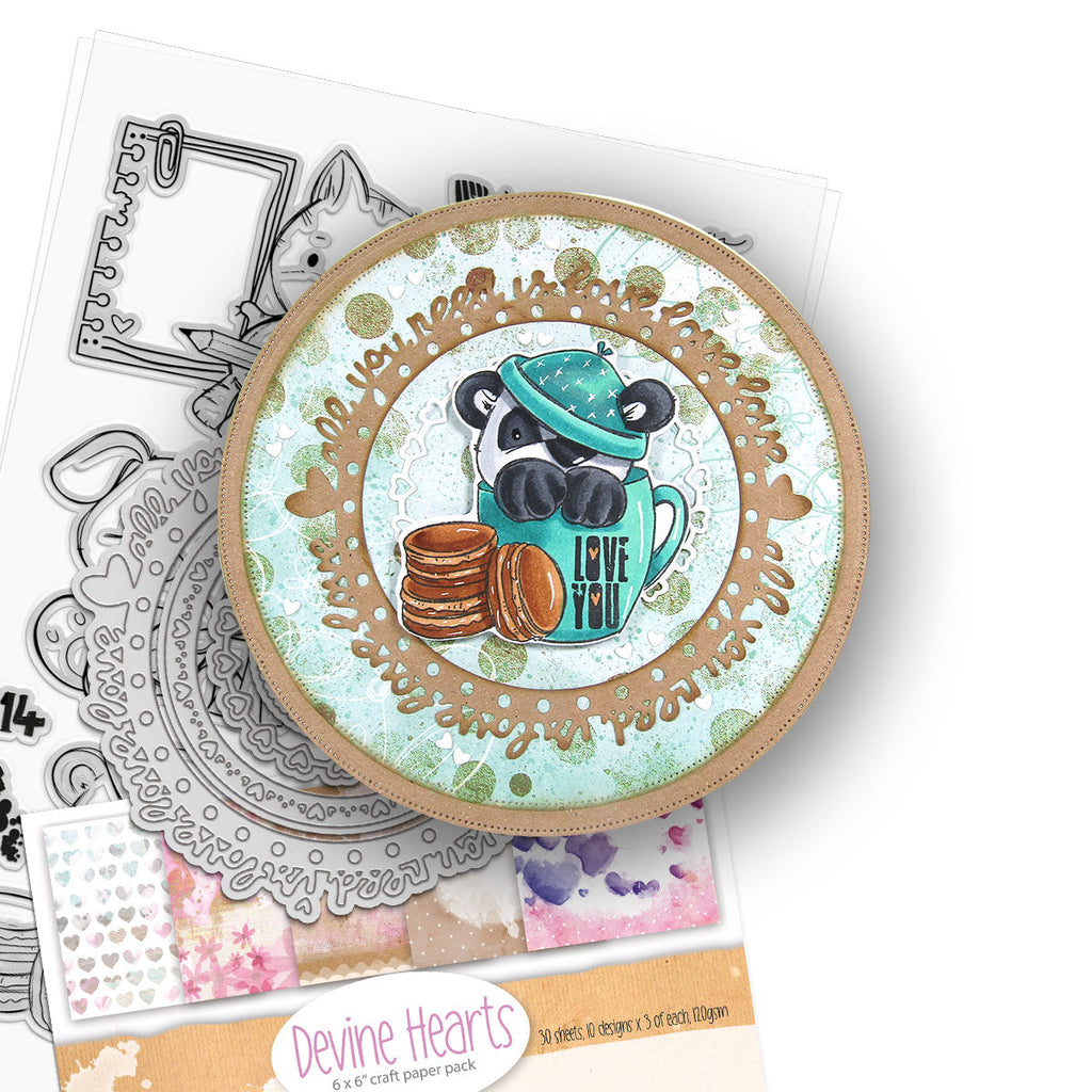 Polkadoodles Devine Hearts 6x6 Paper pd8858 love you