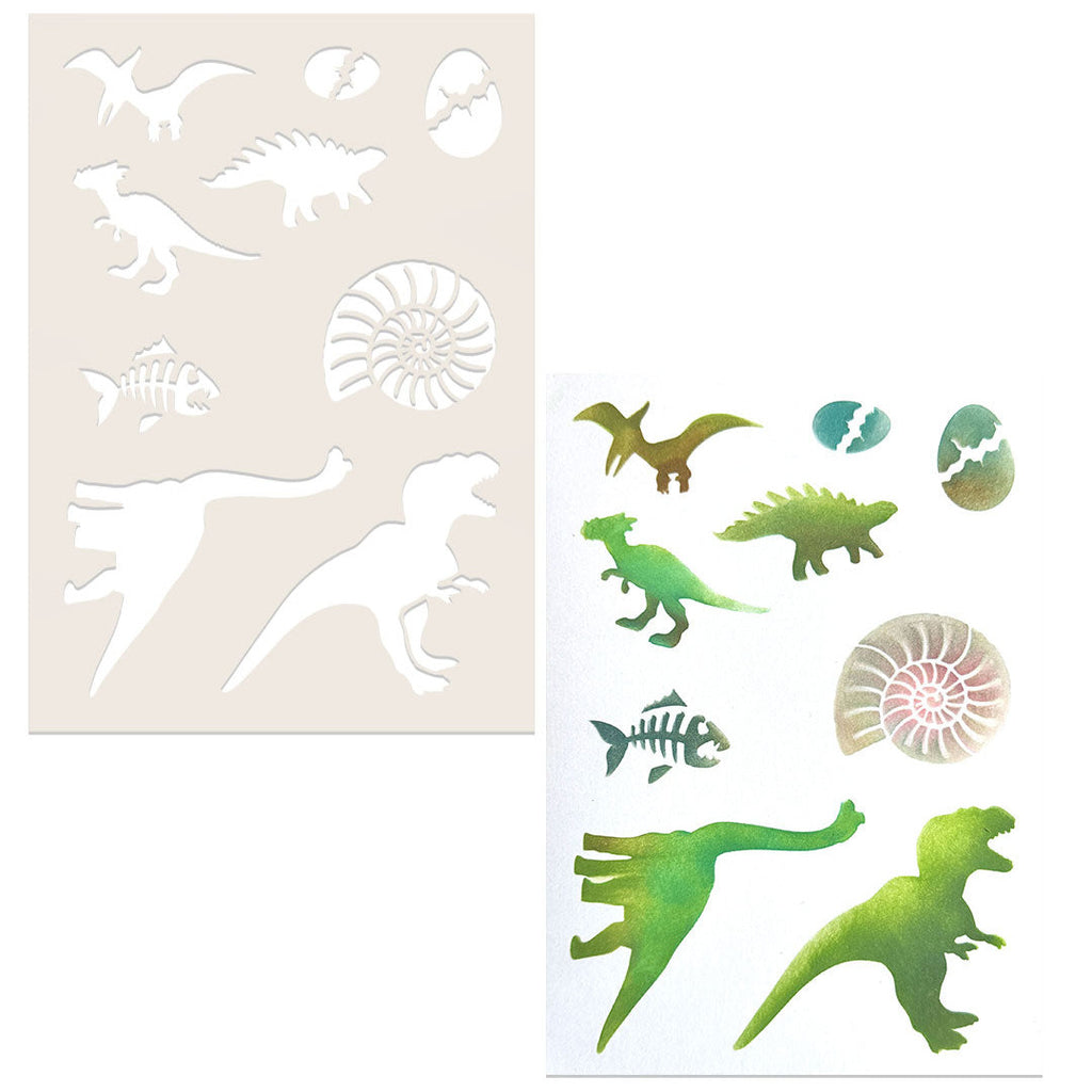 Polkadoodles Dinosaurs 6x8 Stencil pd9132 color