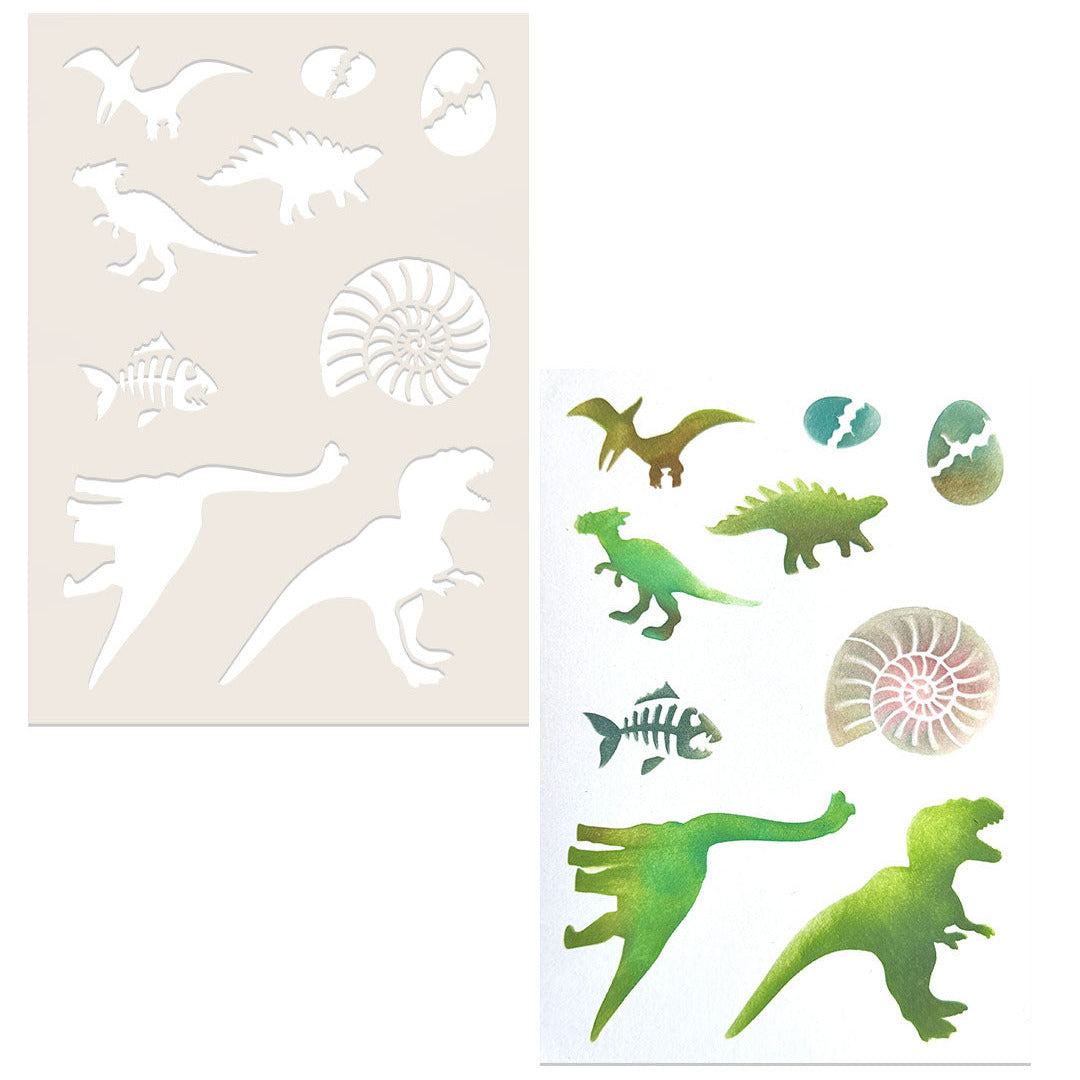 Polkadoodles Dinosaurs 6x8 Stencil pd9132 color