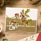 Polkadoodles Elegant 25 December Dies pd9186 gold holly holiday card