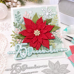 Polkadoodles Elegant 25 December Dies pd9186 red poinsettia holiday card