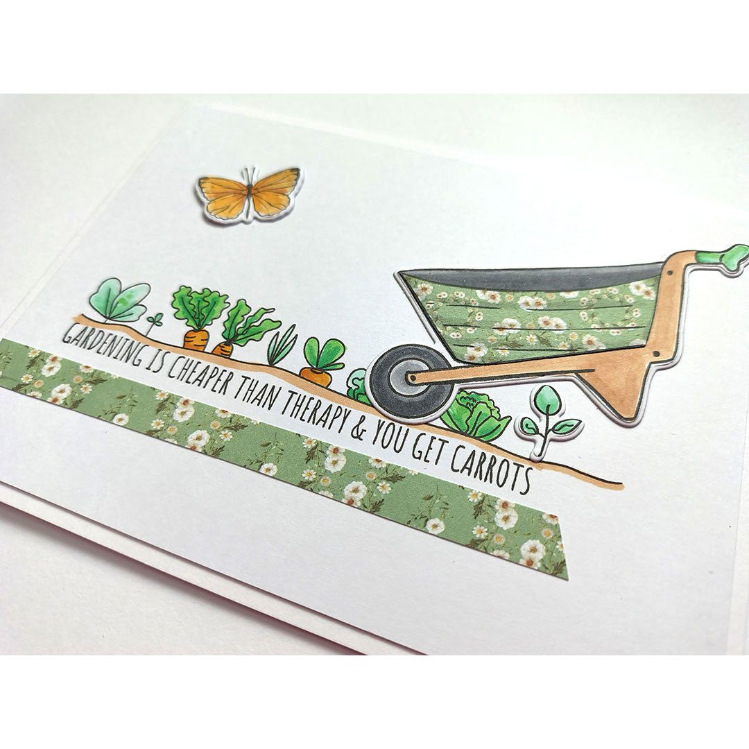 Polkadoodles Garden Therapy Stamp and Die Bundle wheelbarrow