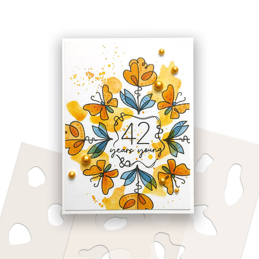 Polkadoodles Hello Sketchy Flower Clear Stamps pd8884 42 years