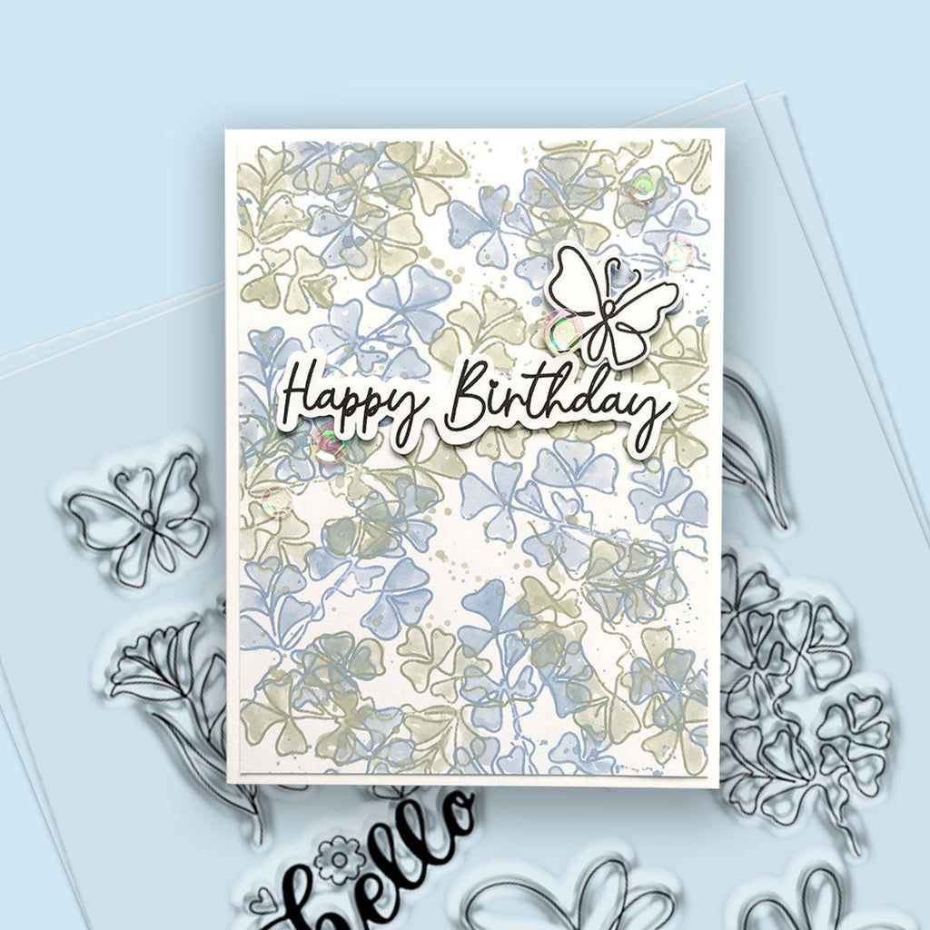 Polkadoodles Hello Sketchy Flower Clear Stamps pd8884 birthday