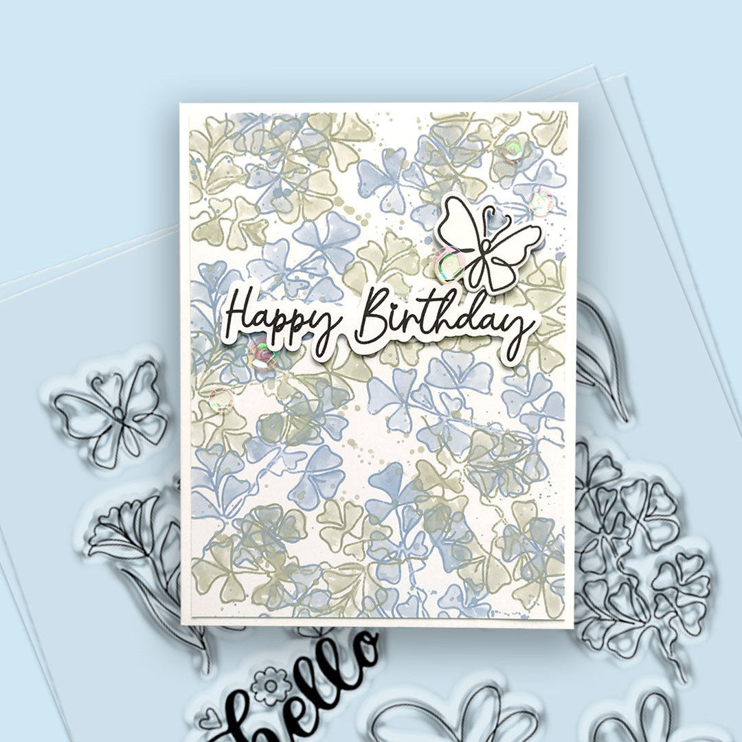 Polkadoodles Hello Sketchy Flower Clear Stamps pd8884 birthday