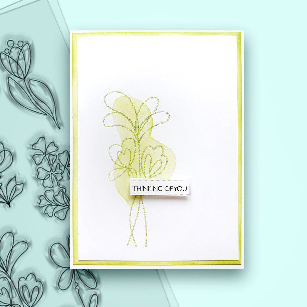 Polkadoodles Hello Sketchy Flower Clear Stamps pd8884 thinking of you